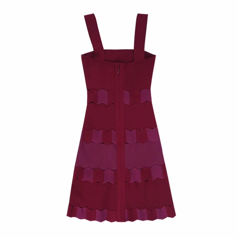 Elegant 2017 new winter women's dress burgundy A line bandage dresses wholesale HL party dropshipping | Женская одежда