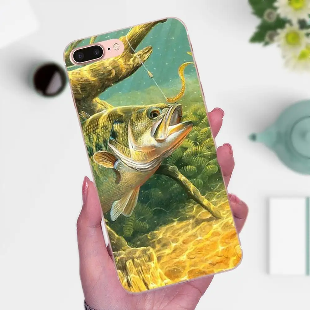 Мягкий ТПУ чехол для Apple iPhone X XS Max XR 4 4S 5 5C 5S SE 6 6S 7 8 Plus Bass Fishing | Мобильные телефоны и