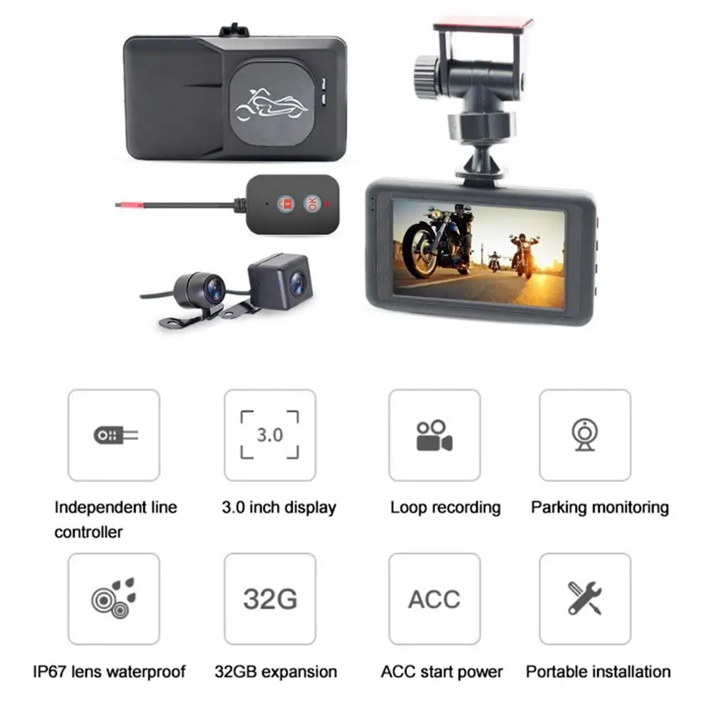 3.0 Inch Screen Display MT21-B Motorcycle Riding Recorder HD Front And Rear Double Lens Separation Locomotive Driving Recorders |