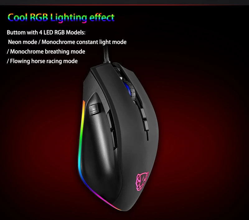 Motospeed V80 RGB профессиональная игровая мышь 5000 dpi геймерская USB компьютерная Проводная оптическая мышь с подсветкой дыхательный светодиодный для ПК ноутбука