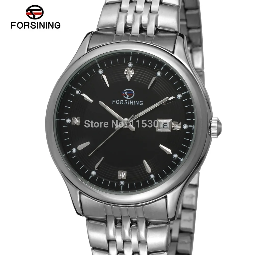 Forsining Для мужчин мужские часы Стильные кварцевые Нержавеющая сталь серебряный