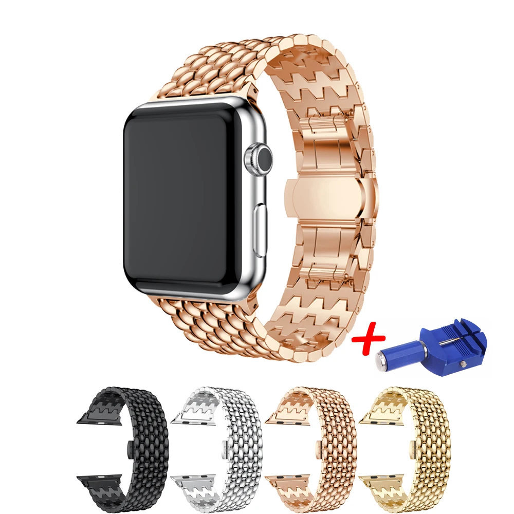 Ремешок из нержавеющей стали для Apple watch 6 band металлический браслет iWatch S5. 5 4 3 se 42 мм