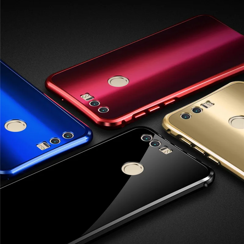 MAKAVO для Huawei Honor 8 чехол Роскошный Блестящая Алюминиевая металлическая крышка 2 в 1