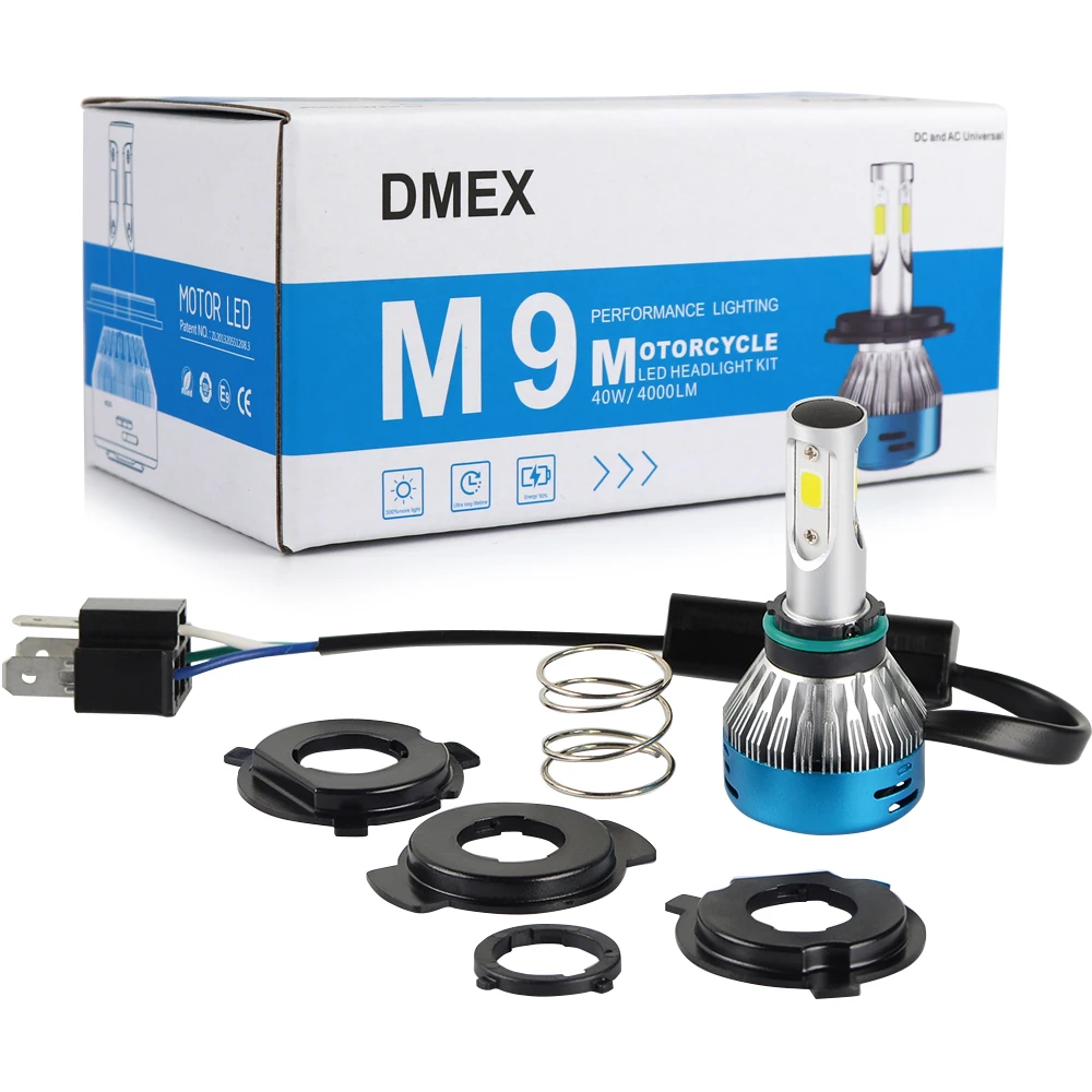

DMEX 1 шт. M9 DC/AC 10-80 в 9003 H4 комплект светодиодных ламп для мотоциклетных фар 6000K белый для мотоциклетных фар