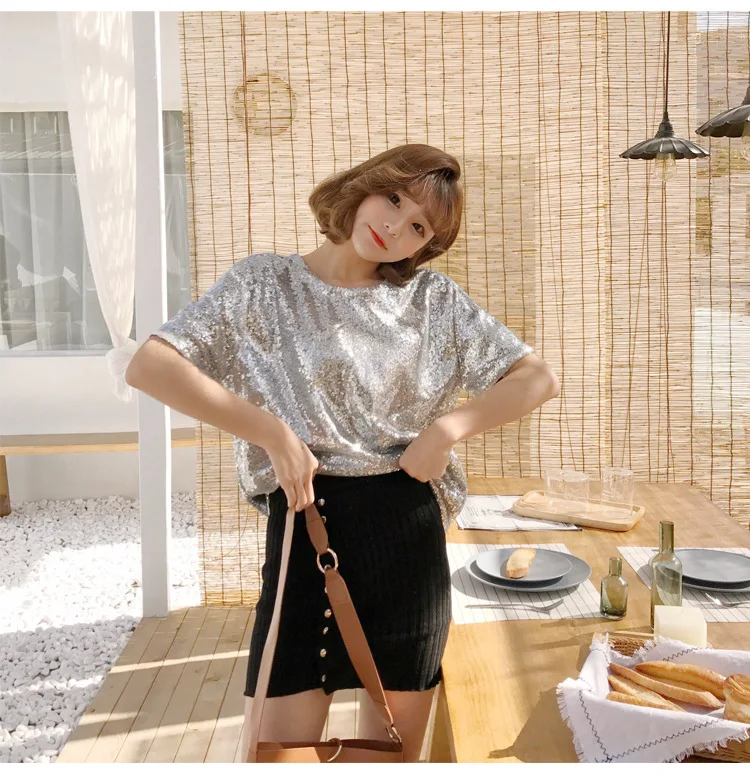 Распродажа Kpop однотонная женская футболка из спандекса в Корейском стиле с