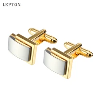 low key luxury gold black square cufflinks for mens lepton concise style metal cuff links dual plating men shirt cuffs cufflink