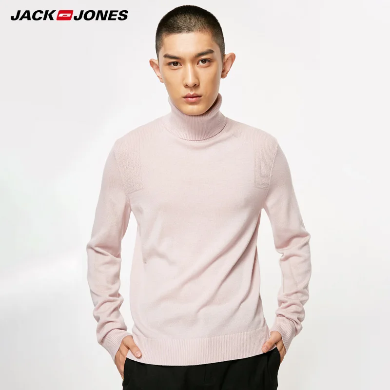 JackJones осень зима мужские тонкие Вязанные шерстяные свитера с высоким воротом |