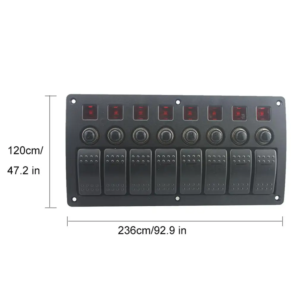 8 Gang светодиодный кулисный переключатель Панель размыкатели цепи DC 12 V/24 V для автомобиля лодка морской пароход яхта на колесах автобуса RV Кемпер грузовик и т. д