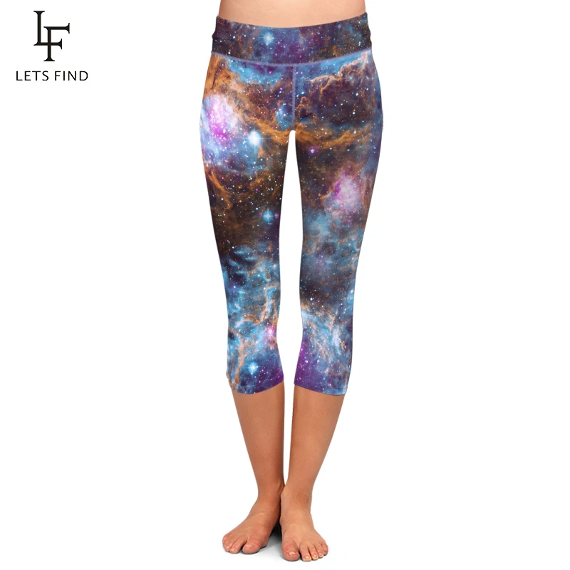 LetsFind летние новые женские эластичные штаны с высокой талией леггинсы для