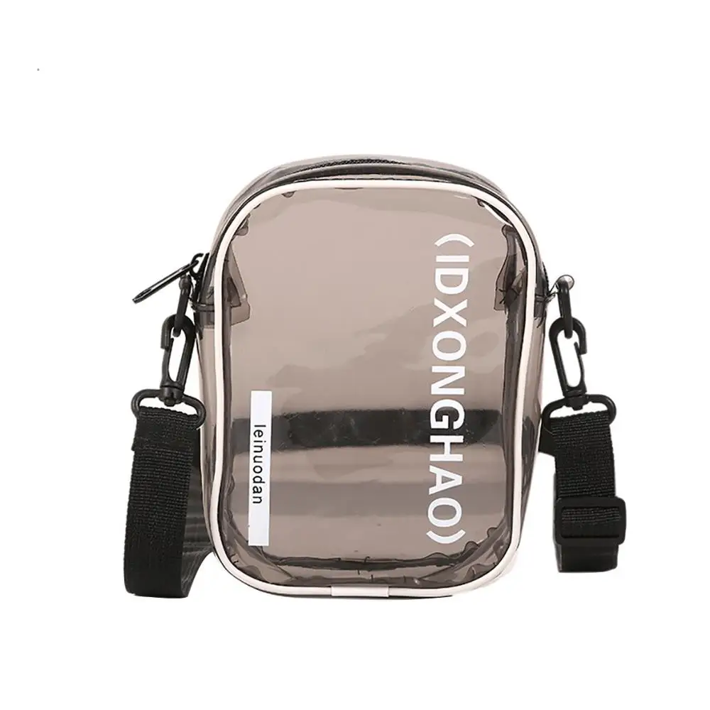 Dark gray purse Модная квадратная поясная сумка из ПВХ с банановым ремнем, прозрачная косметичка, дикая сумка через плечо, модный нагрудный карман j08 - Цвет: Dark gray purse