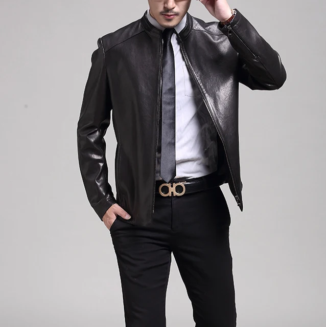 Осень 2017 г. и Новинка зимы мода овчины Пояса из натуральной кожи куртка на молнии