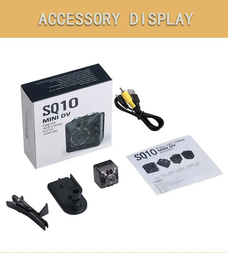 SQ10 HD 1080P Мини камера CMOS сенсор ночного видения Видеокамера Спортивная DVR DV Motion
