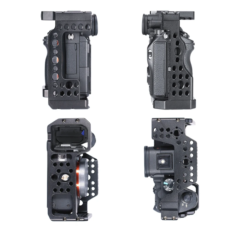Camera Case for Sony A7III A7M3/A7R3 Vlogging Metal Cage with Arri Locating Hole Cold Shoe For Microphone Top Handle Grip UURig