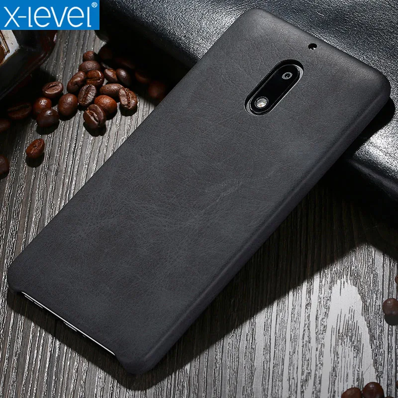 X-Level из искусственной кожи чехол для Nokia 6 7 8 мягкая задняя крышка чехол для Nokia 8 Nokia7 Роскошный Ретро Кожаный Чехол - Цвет: Черный