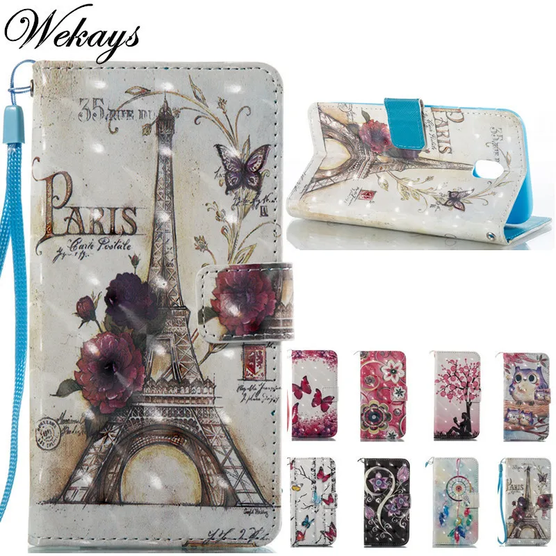 Wekays/кожаный чехол с милым мультяшным изображением башни Парижа для Samsung Galaxy J3 2017