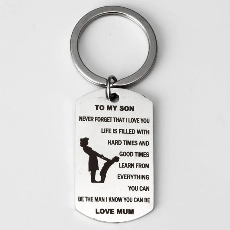 

My Son Label Stainless Steel Dog Collar Mother son Keyring Dog Tag keychain To my son gifts