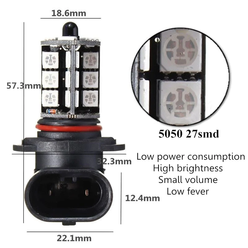 1 шт. 9005 5050 светодиодный 27 SMD RGB Автомобильная фара противотуманная|Передние