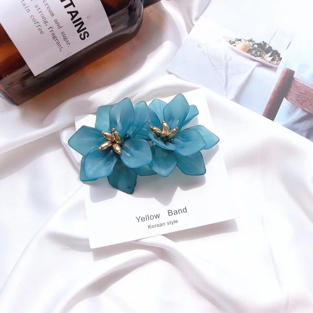 Женские акриловые серьги ZG Hyperbole в виде цветка большие белые оранжевые зеленые