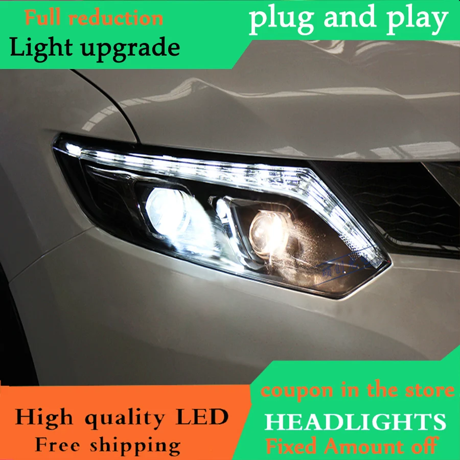 Автомобильный Стайлинг для фар Nissan Rouge 2014-2017 X-trail LED Сигнал фары СИД DRL Bi Xenon