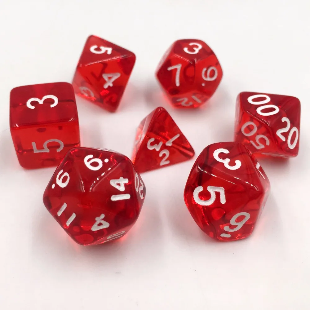 

Rollooo Dice Translucent Red D4 D6 D8 D10 D% D12 D20 Role Playing Games Dice