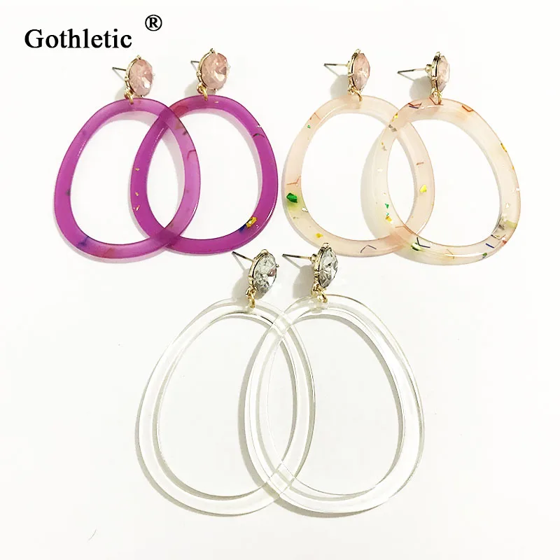 Женские серьги-капельки Gothletic Clear/розовый/фиолетовый серьги из смолы конфетти