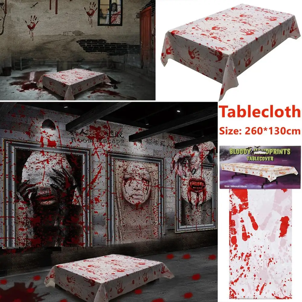 

Taoup 1pc Bloody Hands Tablecloth Halloween Table Cover Sacry Decor Halloween Props 2018 Accessories Horror Table Cloth for Home
