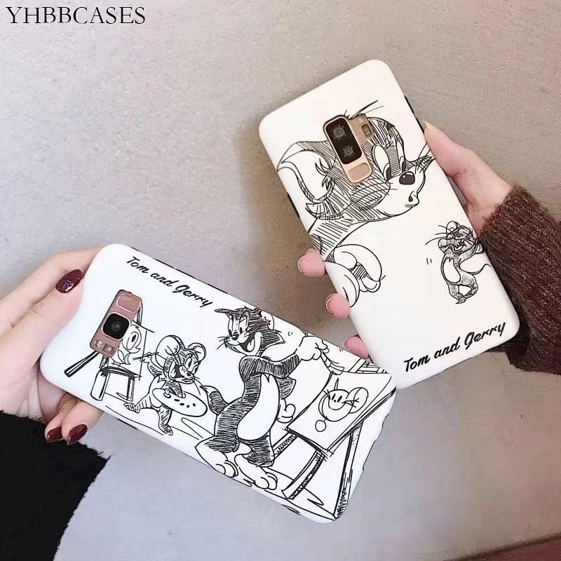 YHBB чехол S Sketch Cat mouse мягкий для samsung Note 8 Note9 милый мультяшный телефона с рисунком в