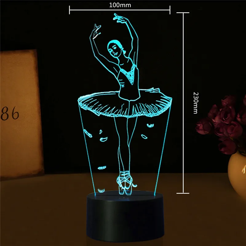 Светодиодный ночник LAIDEYI для балетных девушек с USB 7 цветов|3d night light|night light3d |