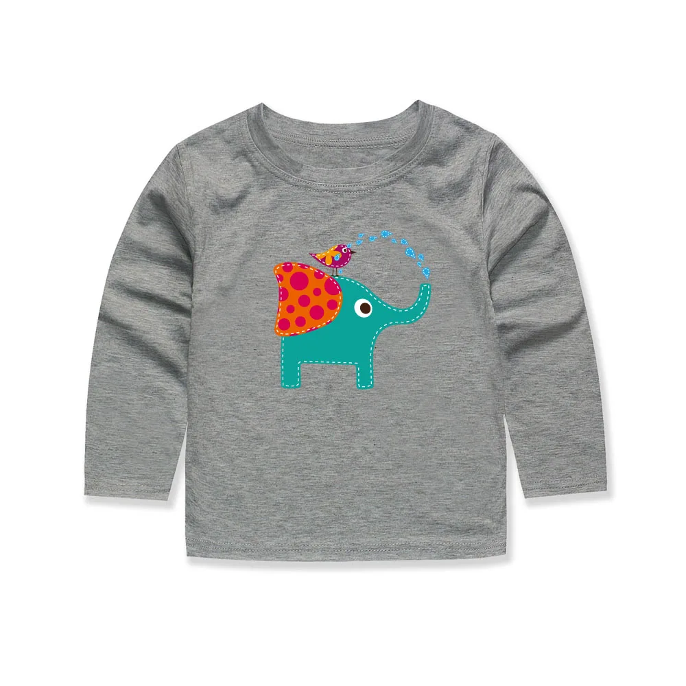Хлопковые футболки SMHONG с длинным рукавом для мальчиков изображением слона