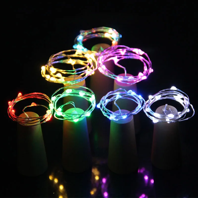 0 75 м 15 Led DIY Стеклянная винная светодиодная гирлянда в форме пробки медная