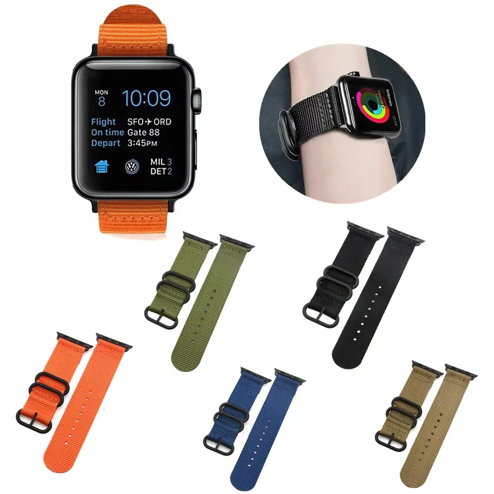 Ремешок нейлоновый Плетеный для Apple Watch Band 38 мм 42 наружный спортивный браслет iWatch