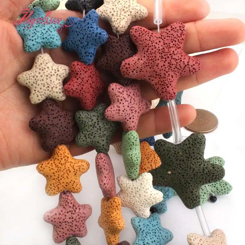 

Гладкие Разноцветные Бусины из лавового камня, бусины из натурального камня для самостоятельного изготовления ожерелий и браслетов, 38 мм, 24...