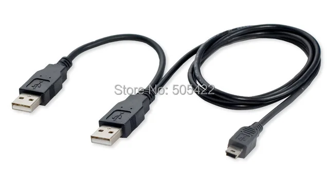 

0,7 м USB 2. 0 два А Тип штекер мини 5-контактный Y кабель для жесткого диска HDD