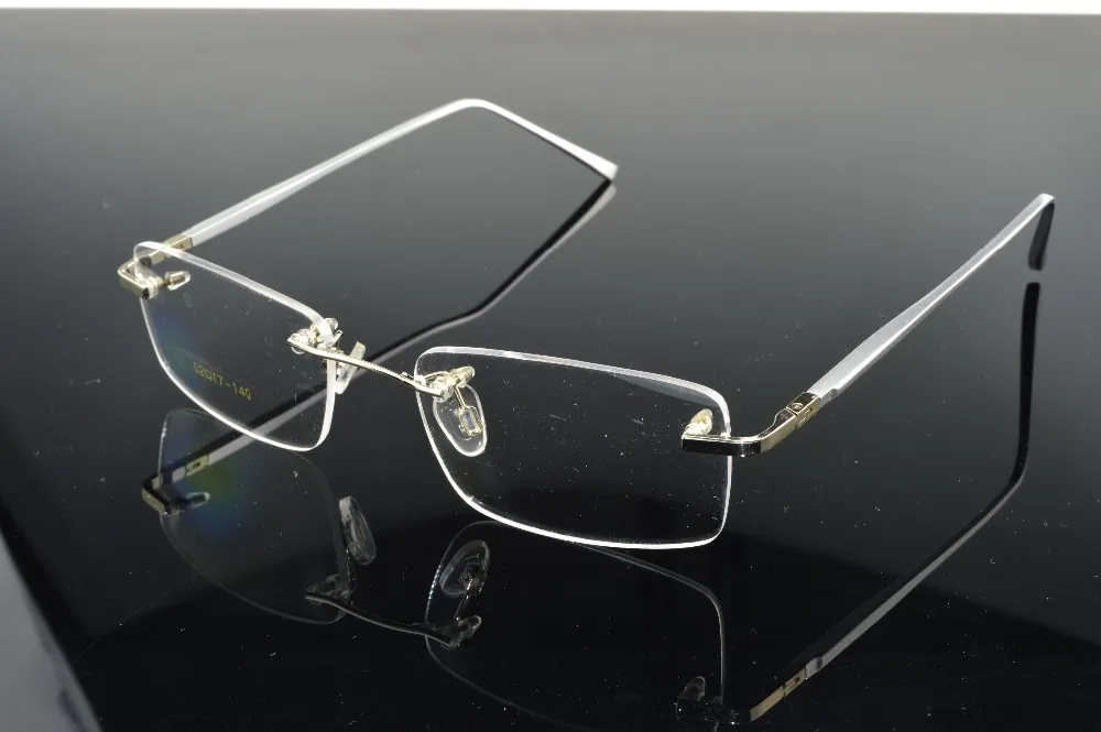 Rimless Титан сплава серебра нога очки кадр может на заказ оптический близорукость и очки для чтения объектив