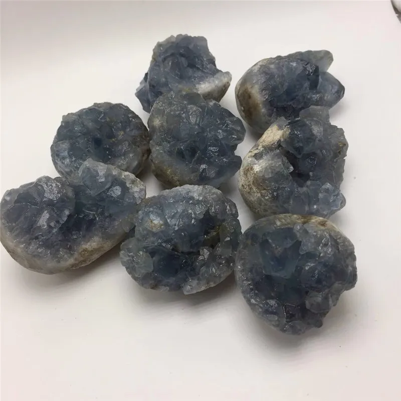 cute size drop shipping Natural blue celestine Crystal gemstone meditation reiki healing chakra rough crystal geode | Дом и сад