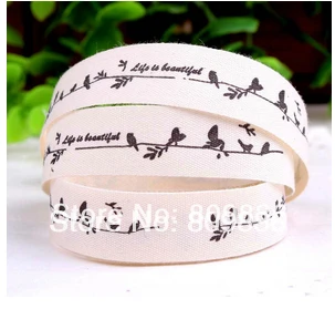 Хлопчатобумажная Лента ZAKKA ширина 100 м/лот: 15 мм Печать милой птицы красивая