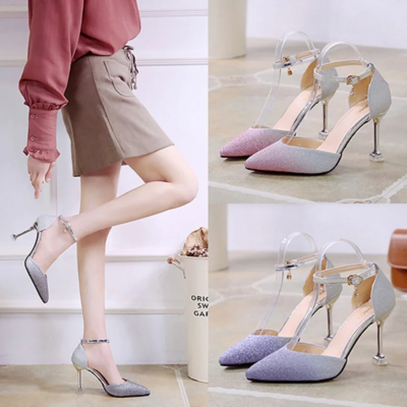 Новинка 2019 года Весенняя пикантная женская обувь с пряжкой сандалии острым