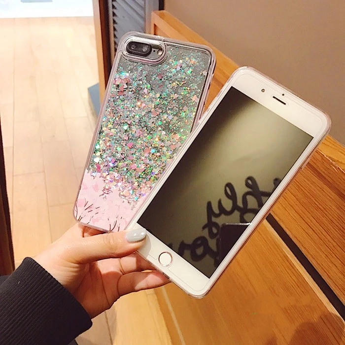 Рельефный персиковый сыпучий песок с блестками чехол для iphone X 8 7 6 6s плюс|Бамперы|