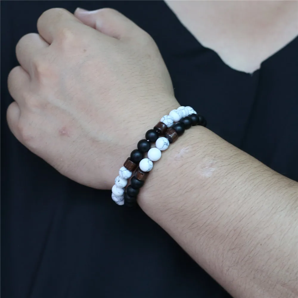 2 шт./компл. модный браслет любовь пара деревянный красный камень бисером Homme Femme