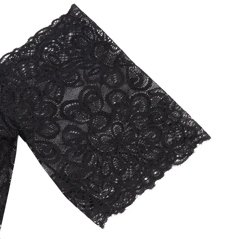 Women Black Sexy Lingerie Lace Off-shoulder Long Sleeve Short Tight Top+Pants Underwear Nightwear | Тематическая одежда и