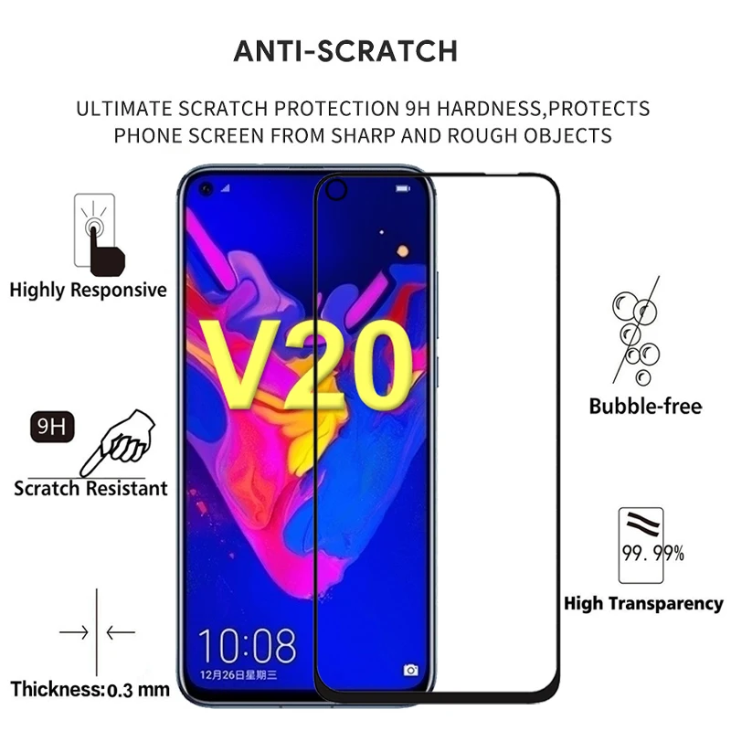 2 шт Полное покрытие закаленное стекло для huawei Honor View 20 V20 Защита экрана на Защитное стекло для РСТ AL10 пленка