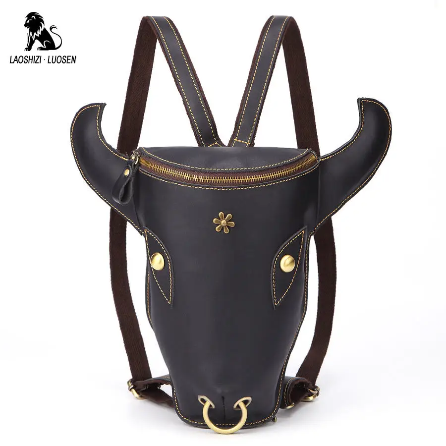 Рюкзак в стиле Bull Head из натуральной кожи Crazy Horse школьная сумка для колледжа