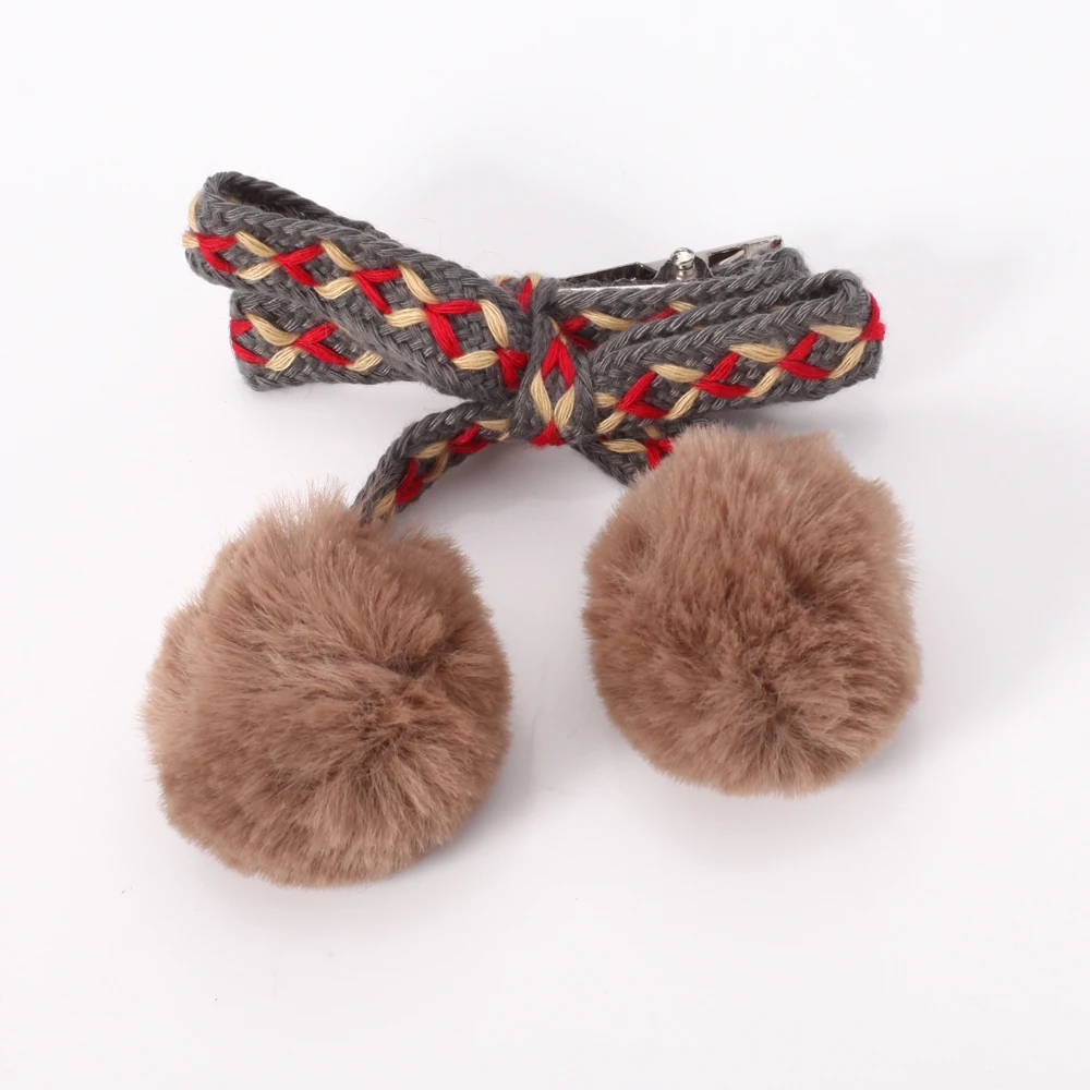 Заколка для волос розовая красная плюшевая Осень-зима заколка ручная работа