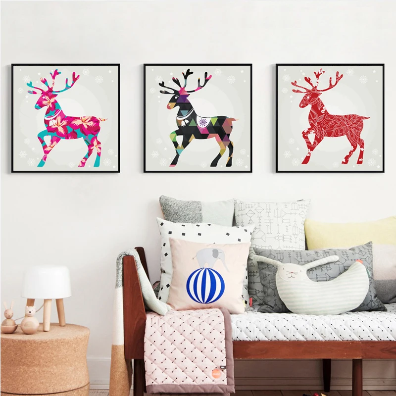 FGHGF Variety Of Different Patterns Deer Modern Abstract Canvas Painting Art Print Poster Picture Home Decoration | Дом и сад