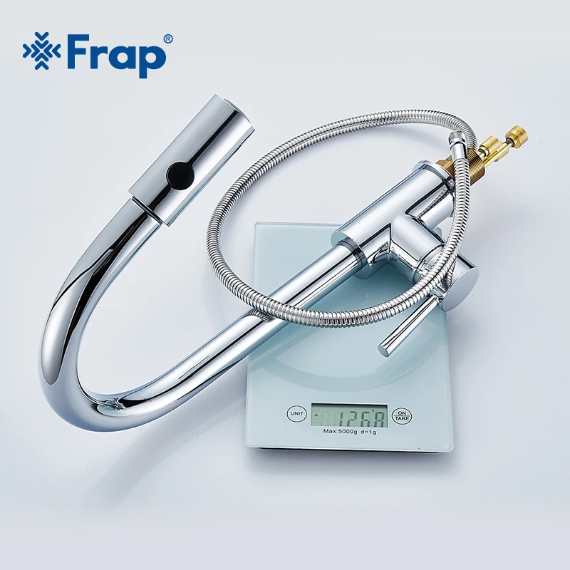 Кухонный Смеситель Frap Y40076 серебристый выдвижной кран из латуни с одной ручкой