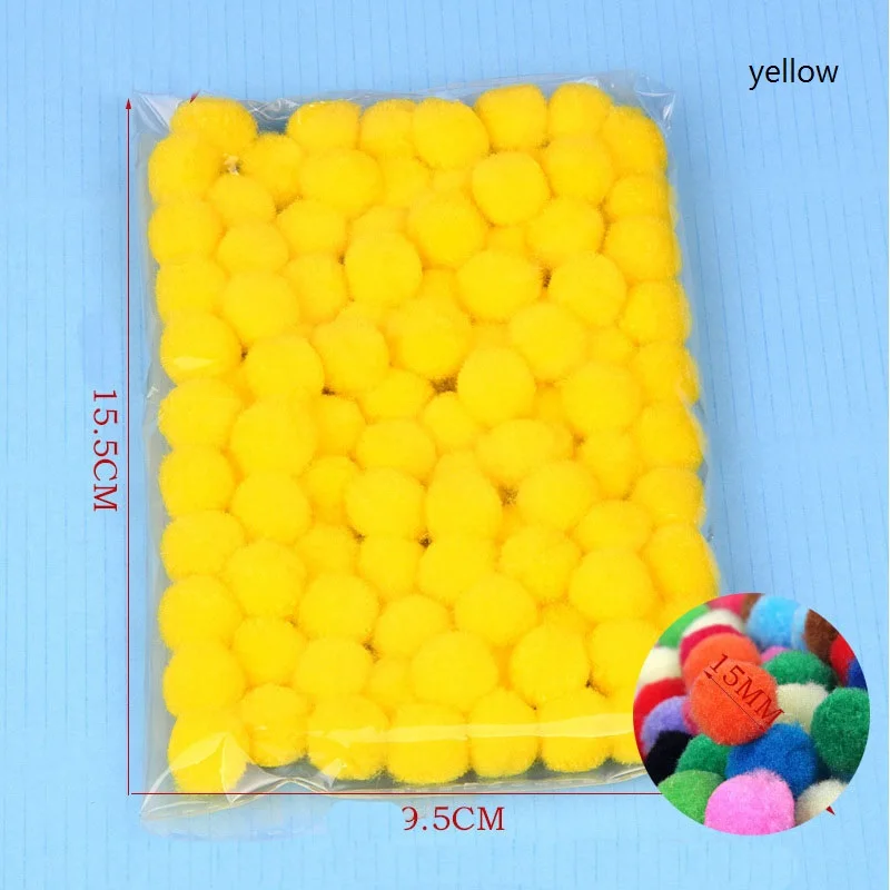 yellow 100 шт. 15 мм с бубоном, меховые плюшевыми бубонами для домашнего декора цветы интеллект Обучающие промыслы игрушка «Сделай Сам аксессуары венки одежды 8 - Цвет: yellow