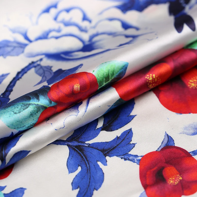 2017 latest high-end digital printing silk fabric soft stretch satin for dress wholesale cloth | Дом и сад