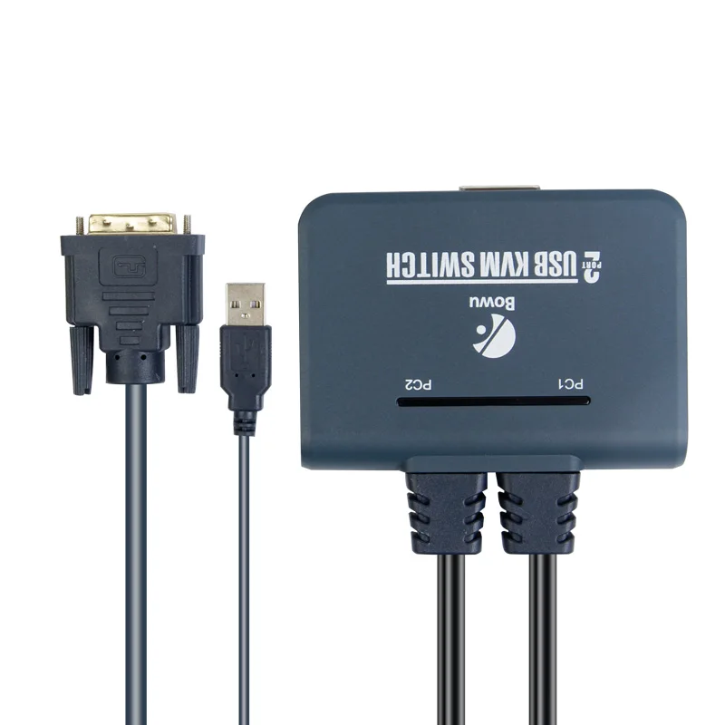 DVI коммутатор с проводным переключателем управления 2 в 1 выход USB мышь и