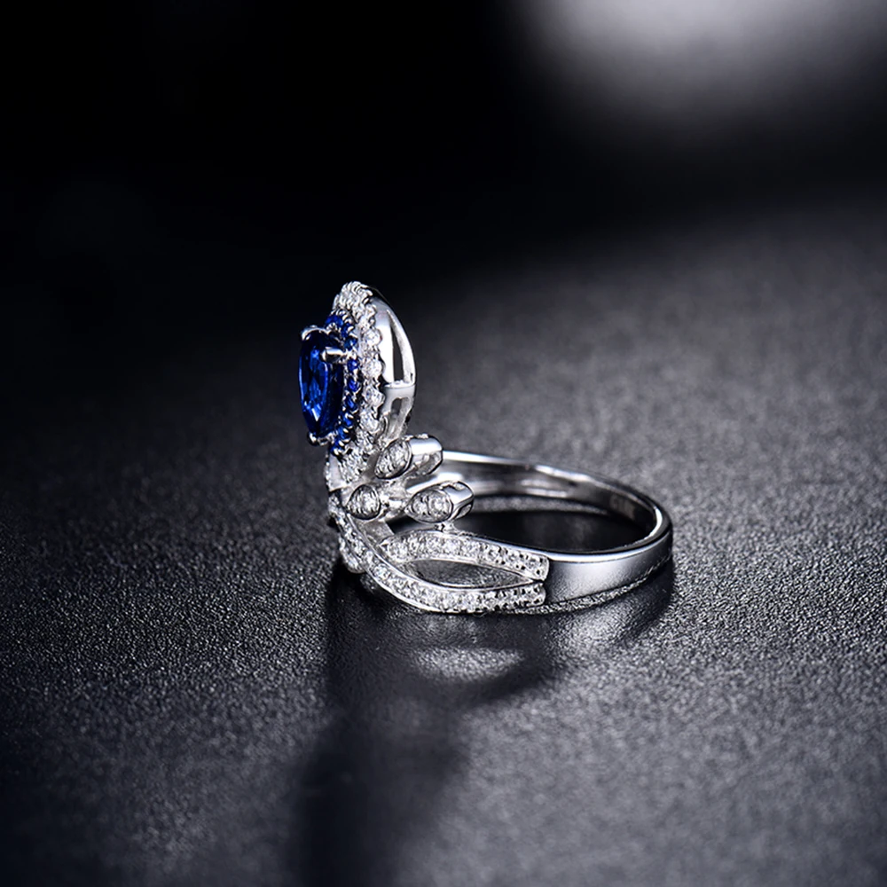 LOVERJEWELRY сапфировое кольцо для женщин с бриллиантами вечности Настоящее 18 к белое золото Вечная любовь обручальные женские кольца ювелирные изделия