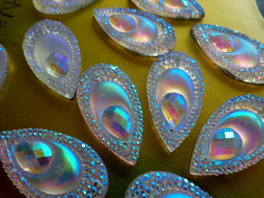 Прозрачные стразы в форме капли 16*30 мм | Дом и сад